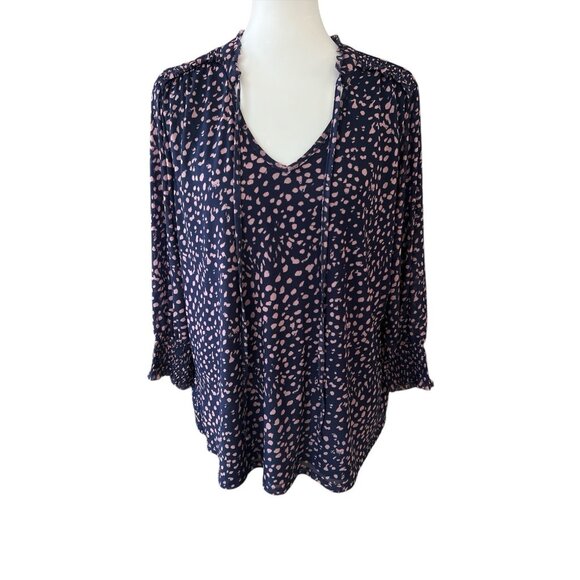 Cato Lined Blue/Lavendar Blouse-V-Neck-Sheer Elasticized 3/4 Sleeves-Size 14/16 - Picture 1 of 2